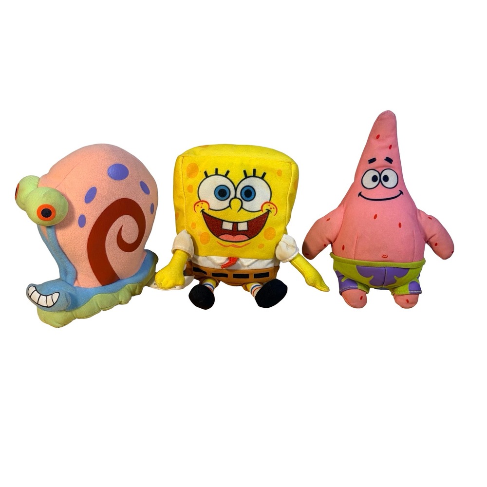 VTG 2001 Mattel SpongeBob Patrick Gary Plush Set Nickelodeon‎ Rare Y2K Beanbag